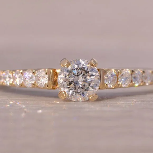 Natural Diamond Engagement Ring in Yellow Gold